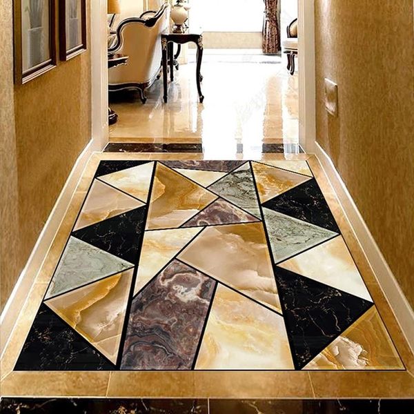 

custom modern marble geometric wallpaper living room dining flooring sticker self-adhesive 3d floor mural waterproof wallpapers