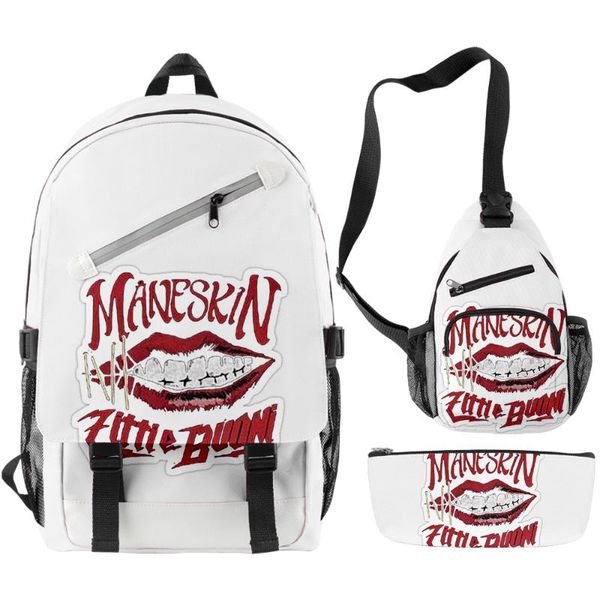 

cross body 2021 3pcs/set backpack maneskin zitti e buoni shoulder bags 3d print hip hop school bag mochilas student