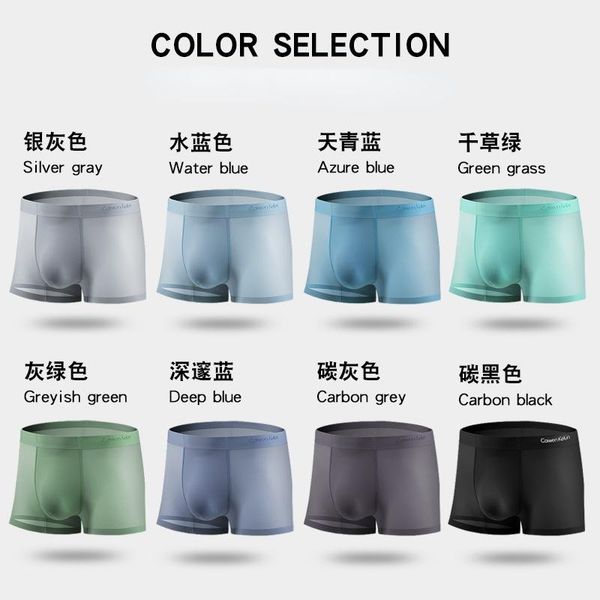 

underpants men's boxer briefs ice silk seamless underwear breathable antibacterial ultra-thin pants 2021 summer sexy, Black;white