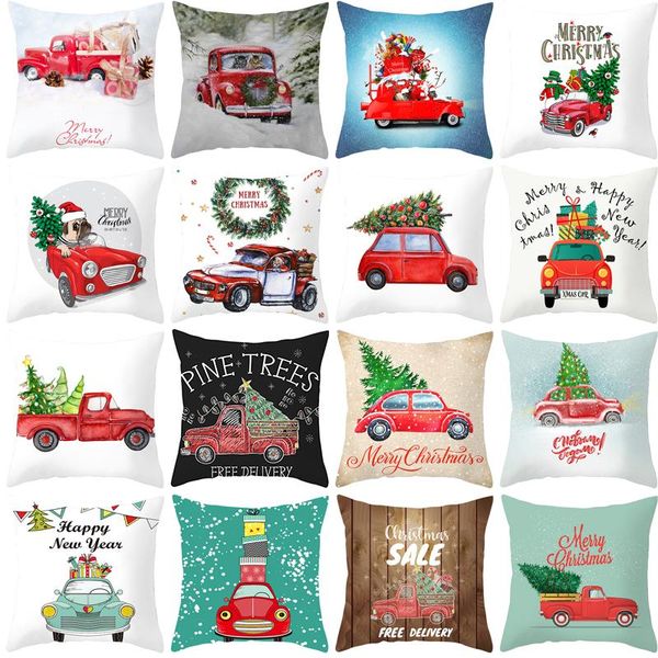 

cushion/decorative pillow fuwatacchi christmas cushion cover red car pillowcase polyester home sofa chair decorative pillows happy year cott