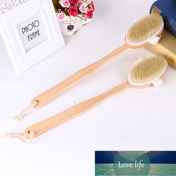 Manico lungo in legno Spazzola per il corpo da bagno Setole rimovibili Esfoliante Pelle secca Schiena Scrubber Doccia Pulizia Massaggiatore Strumenti da bagno Prezzo di fabbrica design esperto Qualità