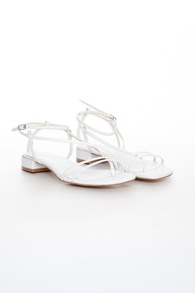 

sandals women's low-heeled thin cross strappy white, Black