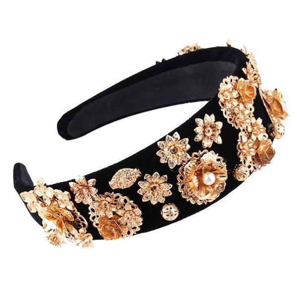 Haarspangen, Haarspangen, für Damen, luxuriös, robust, Barock-Stirnband, Goldlegierung, Blume, Strass, Blatt, Hoop, Ethno, Vintage, Abschlussball, Tanz, Kopfbedeckung, C