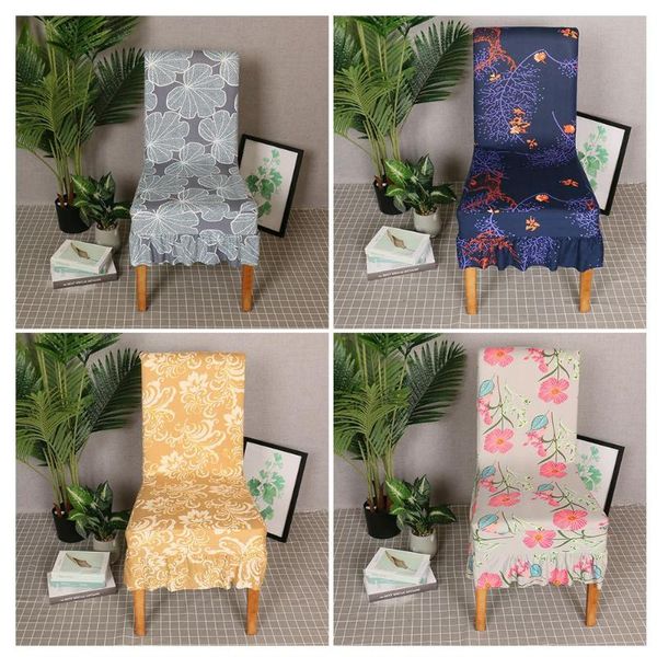 

chair covers dining cover ruffled skirt stool elastic printed home restaurant banquet wedding decorations