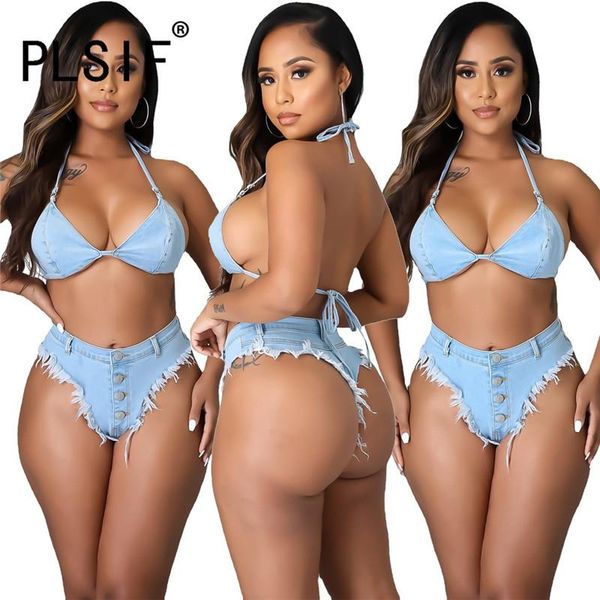 

women's tracksuits summer beach bikini set strap solid 2 pieces crop and shorts female matching, Gray