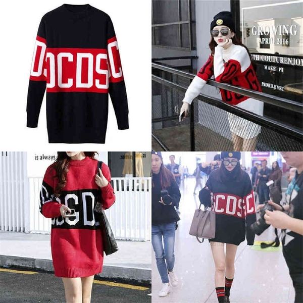 

letter women' outlet luxury men' weater gcd factory looe coat mid-length round neck 1mzf gcdmzf, White;black