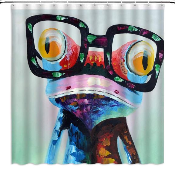 

frog shower curtain abstract oil painting colorful animal portraits,70x70 inch polyester fabric bathroom accessories curtains