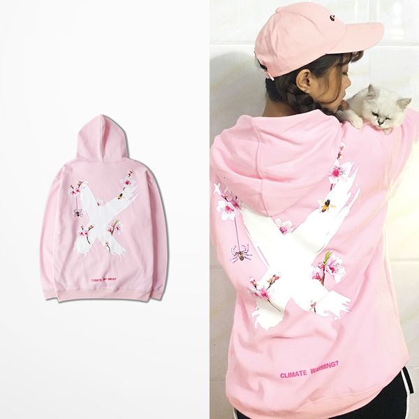 

plum blossom cross pink impression male wear western coast harajuku men's hoodies hoodie sweatpants are size, Black