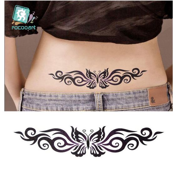 Schritt Tattoo Mädchen Temporäre Tattoos Schwarz Design Taille Körper Kunst Sexy Aufkleber Bein Bauch Wasserdicht Für Frauen