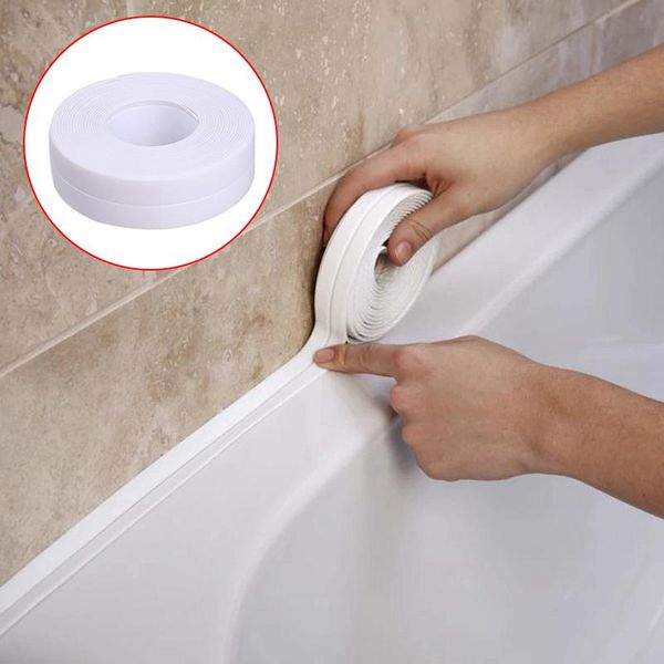 

wall stickers 3.2m/2.2cm bathroom kitchen shower waterproof mould proof tape sink bath sealing strip self adhesive plaster pvc