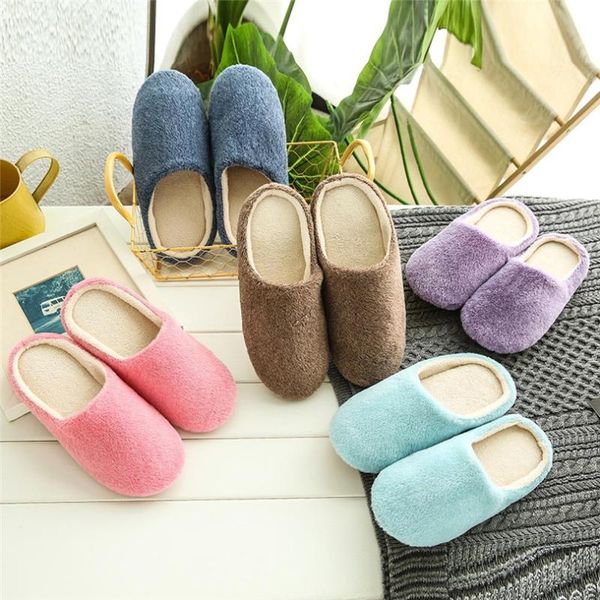 

women winter slippers warm home plush soft slipper indoors anti-slip floor bedroom shoes house fur kapcie a40, Black