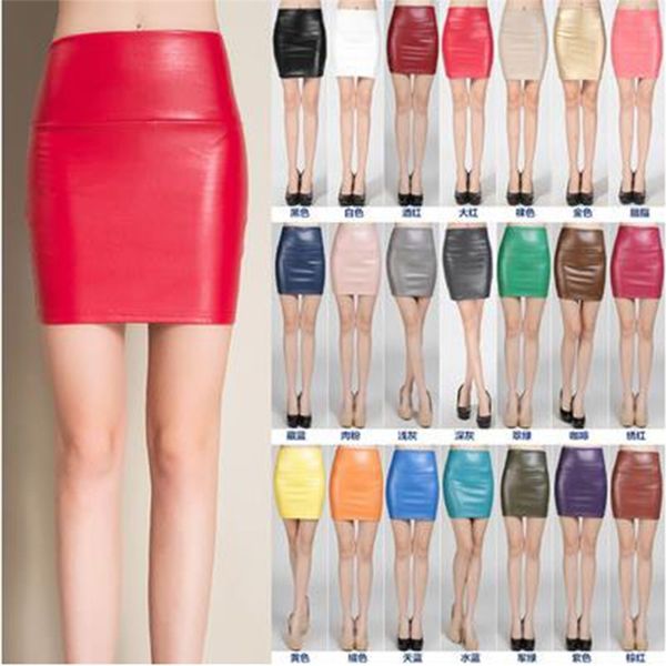 

ladies tight skirt spring and autumn thin velvet pu leather feminine elastic faux 210520, Black