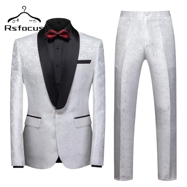 

men's suits & blazers rsfocus white men for wedding 2021 slim fit groom suit man costume homme 2 piece shawl collar party wear tz082, White;black