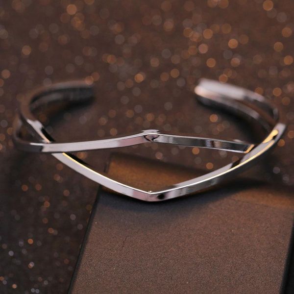 

bangle metal silver plated round side open bracelets for women, Black