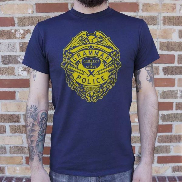 

grammar police t-shirt | short sleeve graphic tee, White;black