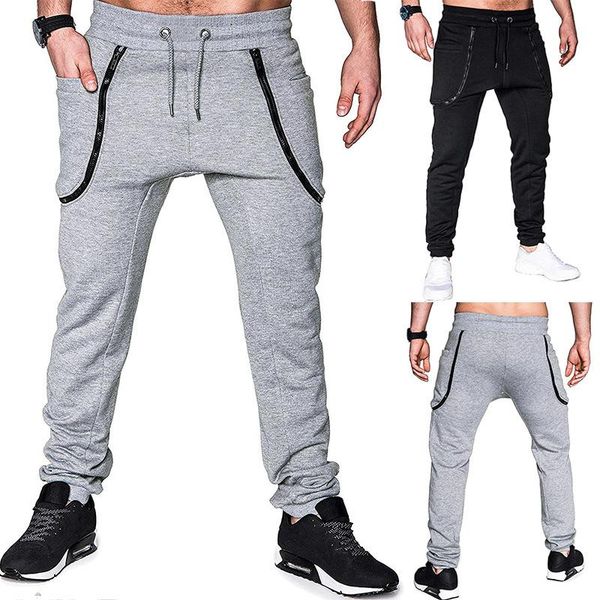 

men's pants casual full length men plus size sweatpants mens sports bottom with large pockets selling male joggers running, Black