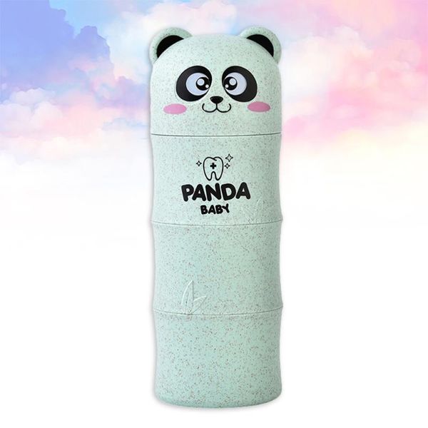 

bath accessory set portable toothbrush holder panda storage cup travel mug (green)