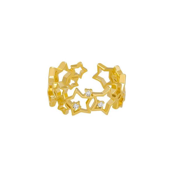 

cluster rings korean fashion hollow out star for women temperament simple open jewelry personality street style bijoux, Golden;silver
