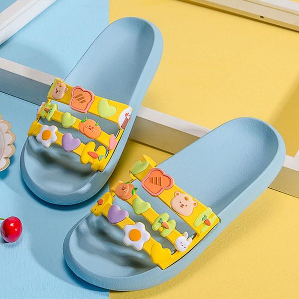 

women cartoon slippers ladies flat wear-resistant non slip thick bottom cute shoes 2021 female bathroom comfort slipoer, Black