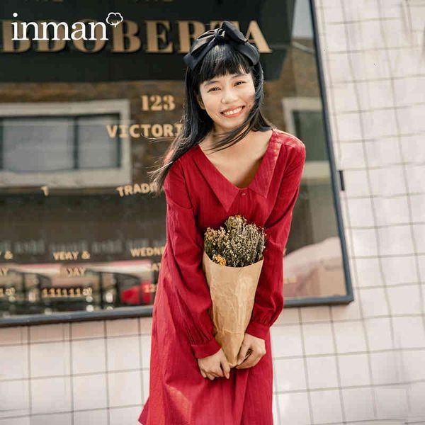 

casual dresses dress autumn winter retro style loose shirt-collar high-waist long-sleeve cotton dress ezjq, Black;gray