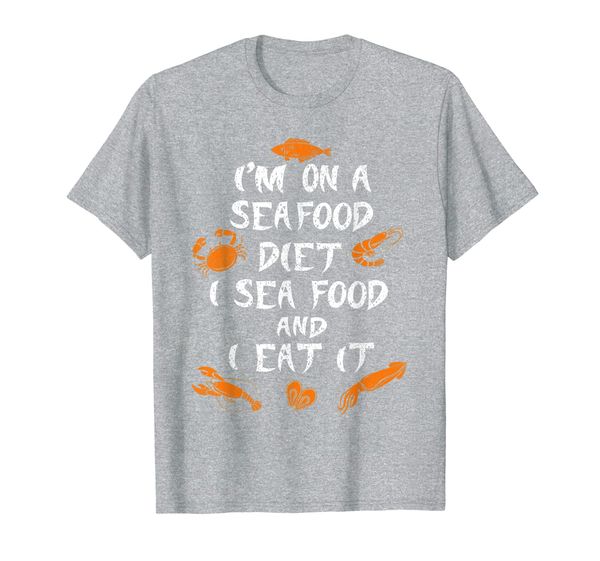 

cool i'm on a seafood diet | funny dietary nutrition gift t-shirt, White;black