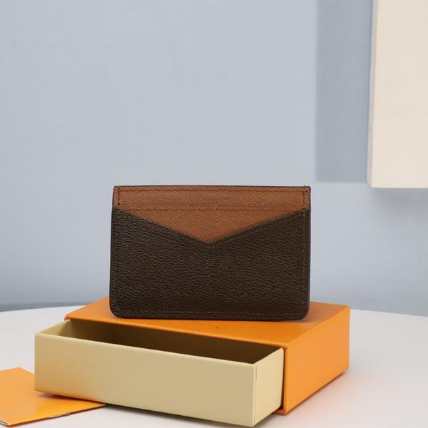 

card holders luxury design women's leather multi-function business holder fast delivery with box, Brown;gray
