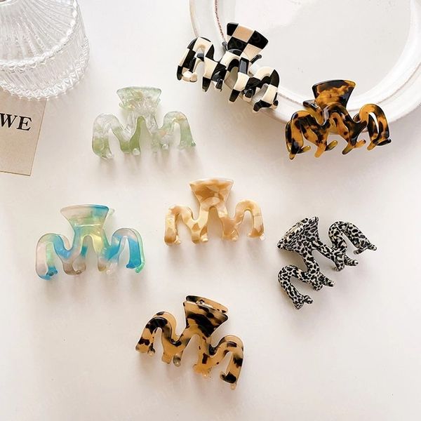 

geometric acetate hair claws large leopard grain hair clamps for women hair accessories hairpin, Slivery;white