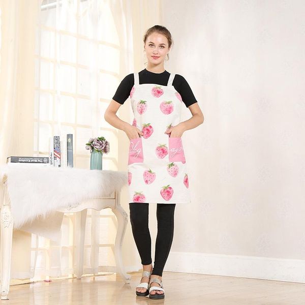 

aprons style strawberry printing waterproof apron for home kitchen