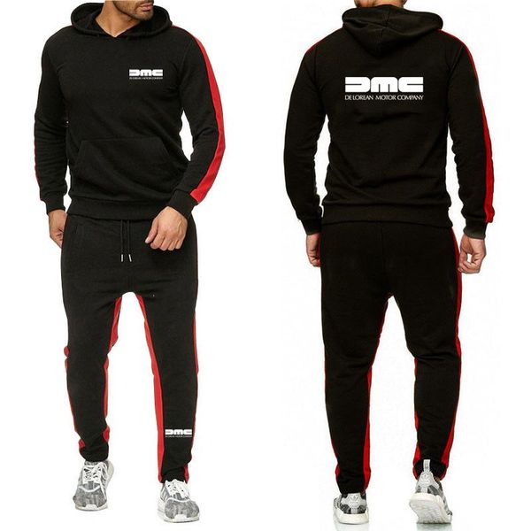 

men's tracksuits dmc delorean mens 2021 sets zipper polyester breathable sweatshirt sweatpants tracksuit sport fitness clothing, Gray