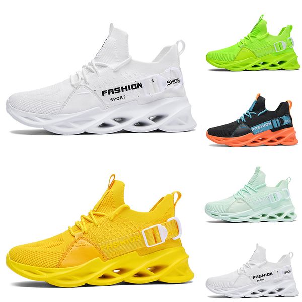 Kaliteli markasız erkekler kadınlar koşu ayakkabısı siyah beyaz göl yeşil volt sarı turuncu nefes alabilen erkek moda eğitmenleri açık spor spor ayakkabıları