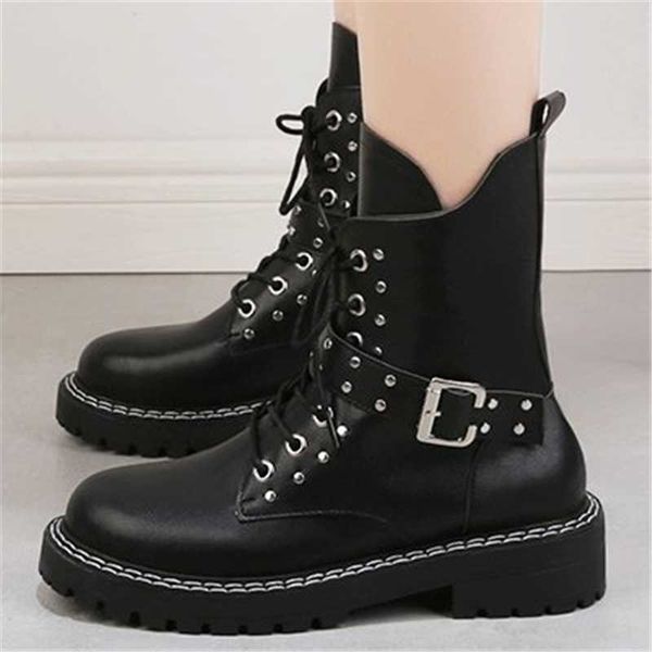 

boots women leather outdoor shoes motorcycle street style fashion girls wild tube, Black