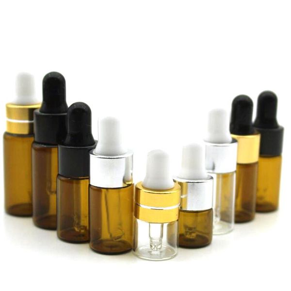 

storage bottles & jars 100pcs/lot empty essential oils bottle 1ml 2ml 3ml 5ml with dropper amber glass mini oil portable