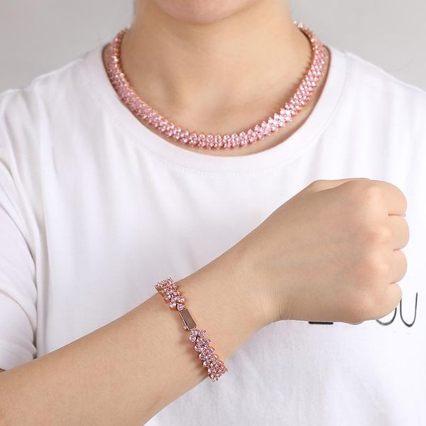 

link, chain hip hop 10mm iced out tennis pendant cubic zirconia stones bracelets bangles men white gold plated jewelry, Black