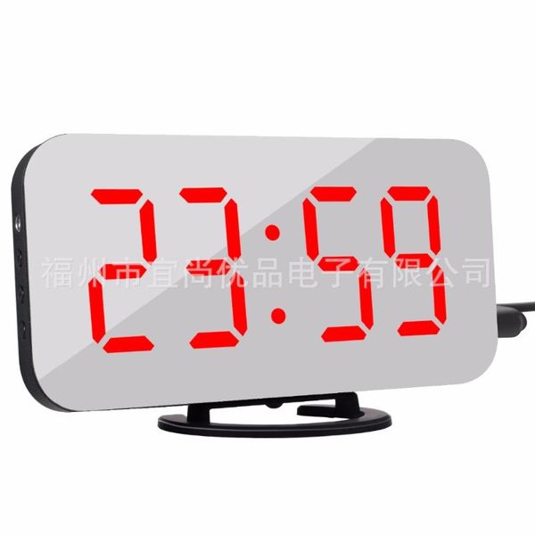 

desk & table clocks creative mobile phone charging mirror electronic snooze alarm clock led display el factory wholesale