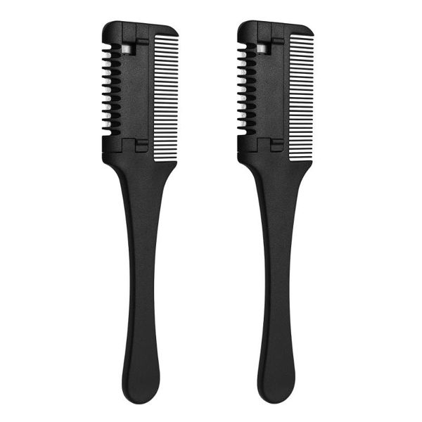 

hair brushes minkissy 2pcs cutter comb double side styling razor thinning diy (black), Silver