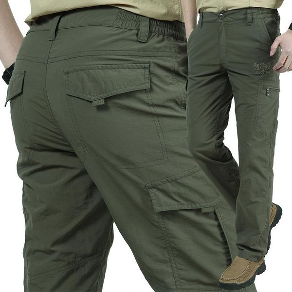

men's pants shzq lightweight men breathable quick dry summer casual military trousers tactical cargo waterproof trouse, Black
