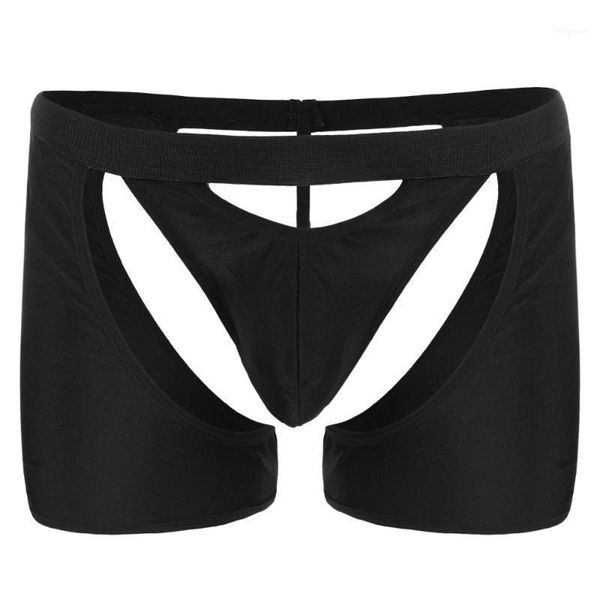 

men's underwear hollow trunks boxer pants shorts string pouch sissy t-back lingerie underpants1, Black;white