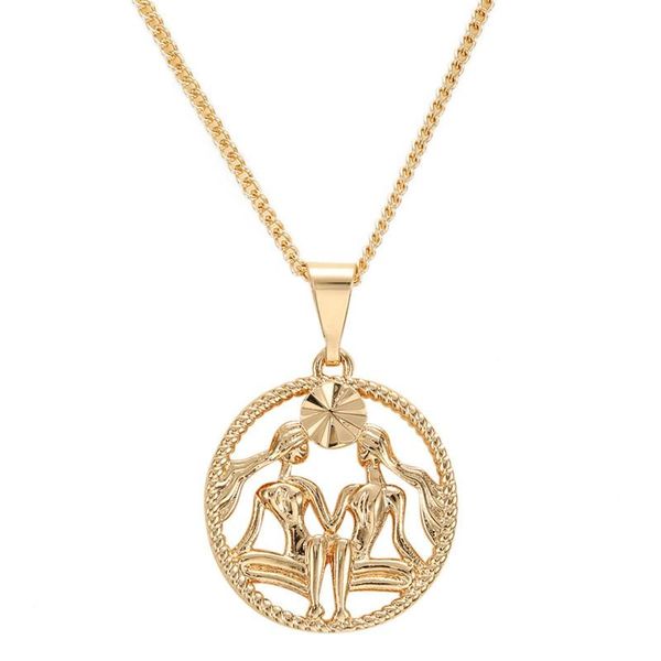 

pendant necklaces mens chain gift fashion jewelry trendsmax zodiac sign 12 constellation necklace gold horoscope, Silver