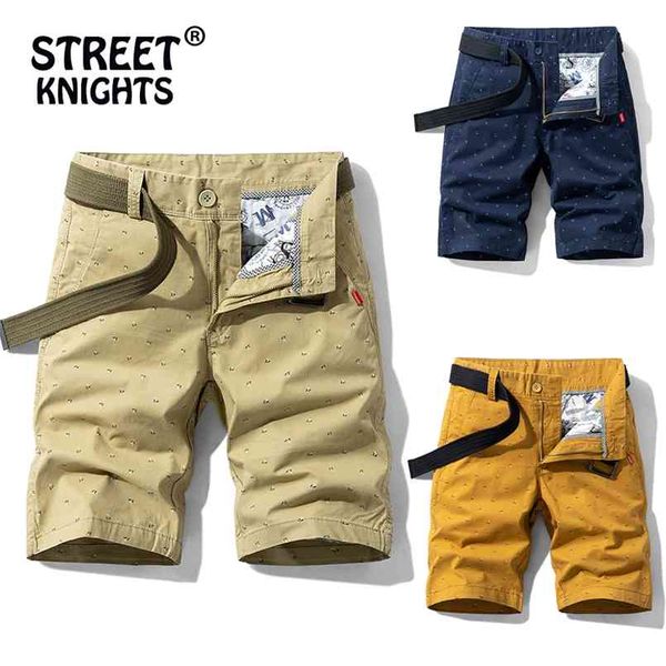 

summer printing multi-pockets cargo shorts men khaki jogger military cotton casual loose 210716, White;black