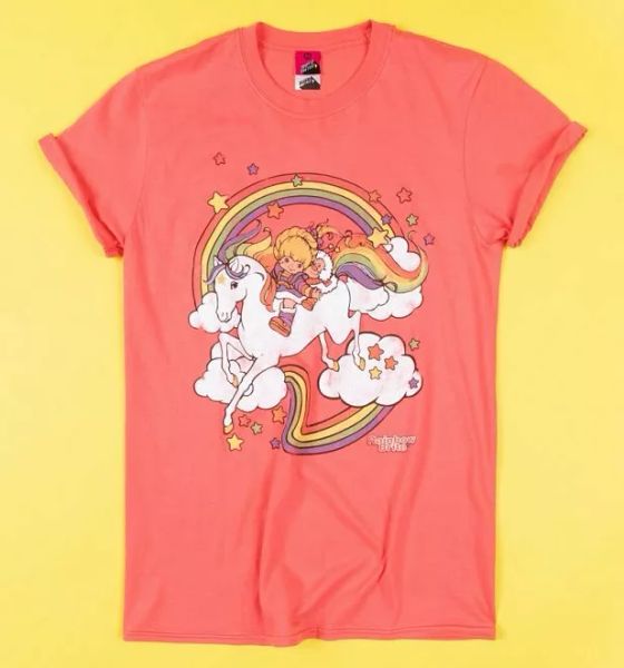 

official women's rainbow brite clouds rolled sleeve boyfriend t-shirt, White;black