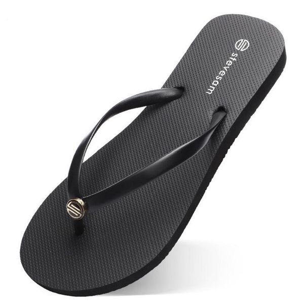 

style74 slippers beach shoes flip flops womens green yellow orange navy bule white pink brown summer sandals 35-38, Black