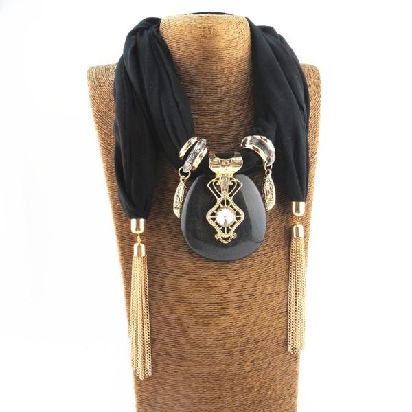 

women fashion bohemian ethnic jewelry tassel water drop pendant scarf necklace 23ge scarves, Blue;gray