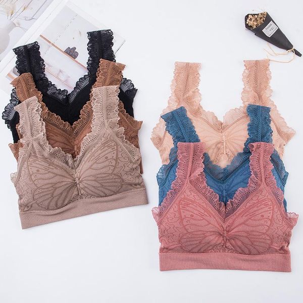 

lace sport bras 2021 women push up fitness sports bra butterfly pattern gym yoga tank brassiere femme vest clothing, White;black