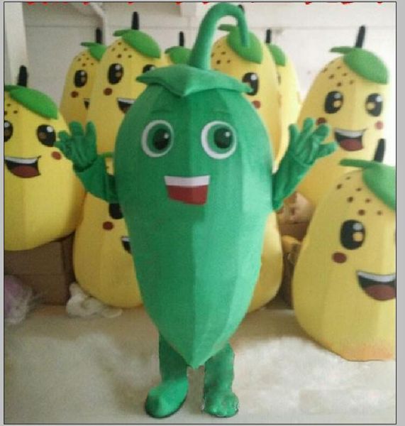 Halloween Green Pepper Mascot Costume Top Quality Cartoon Verdure Verdure Peluche Anime Tema Personaggio Adulto Taglia Natale Carnevale di Natale Festa di compleanno Fancy Autfit