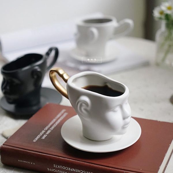 

cups & saucers nordic baby face mugs couple coffee cup children milk home decoration drink ceramic mug gifts drop