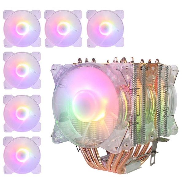 

fans & coolings 6 copper tube cpu radiator chis fan synchronous lighting 1150amd1366 2011 crystal light three +