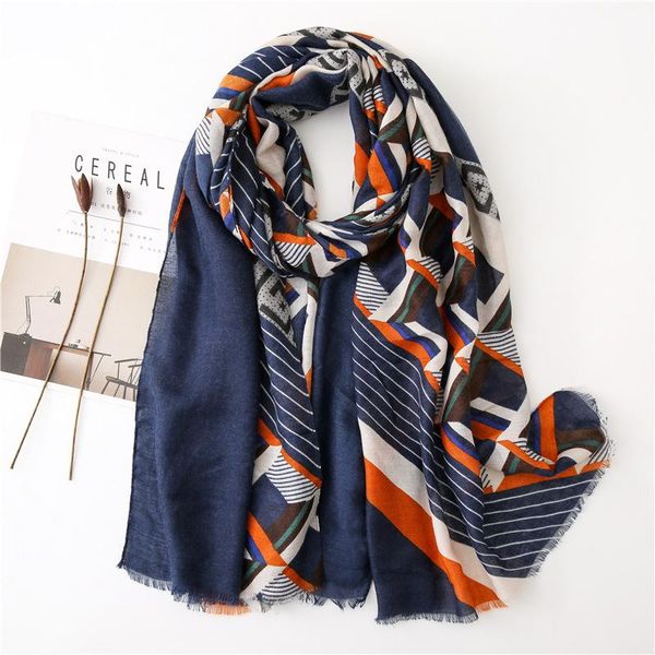 

scarves 2021 fashion summer women cotton scarf flower beach hijab shawls and wraps female foulard echarpe designer bandana, Blue;gray