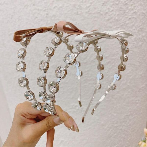 

korean luxury crystal bow hairband shiny clear full stone headbands for women wedding hair accessories fashion jewelry1