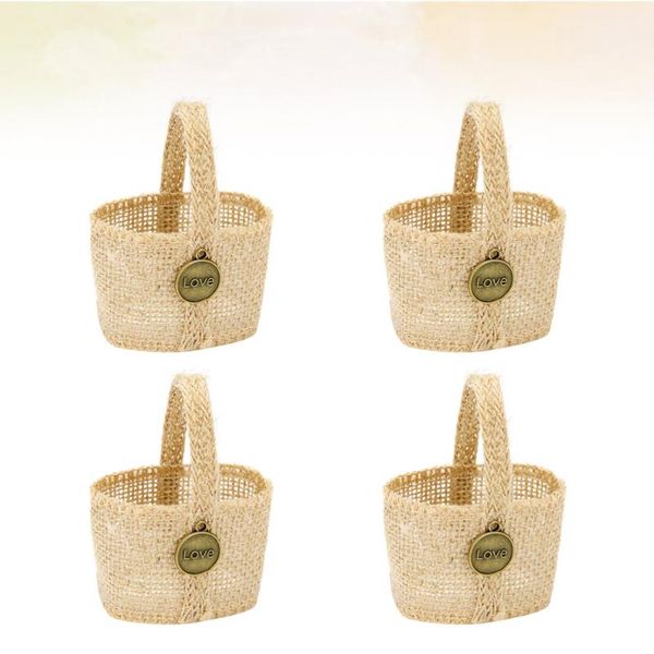

gift wrap 4pcs romantic linen bag wedding party candy holder flower basket storage