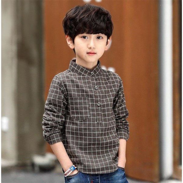 

shirts 2021 spring autumn boys cotton long-sleeved plaid shirt, White;black